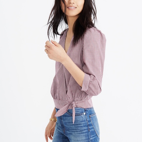 Madewell Tops - Madewell Women’s Wrap Top in Gingham Check Print